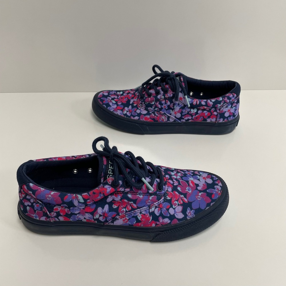 Sperry Striper II CVO Tokyo Men's 7.5 Navy Floral Cherry Blossom Shoes Sneakers‎ - Picture 3 of 8